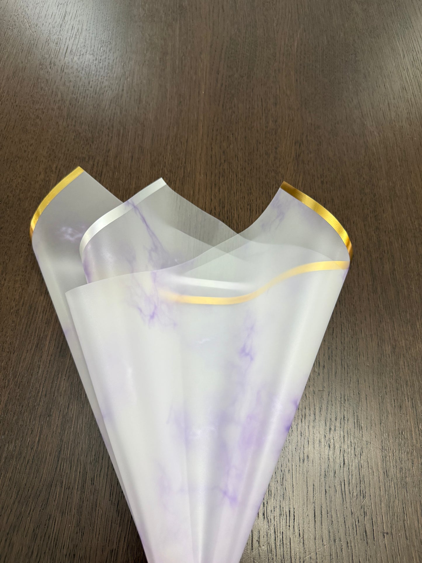 P.YCDLSTJ Lilac/Gold Semi-Transparent Marble Wrapping Paper