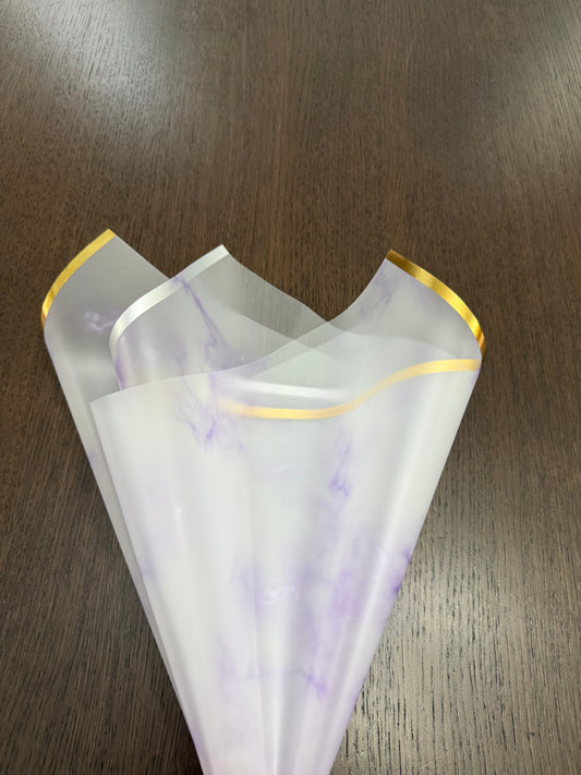 P.YCDLSTJ Lilac/Gold Semi-Transparent Marble Wrapping Paper