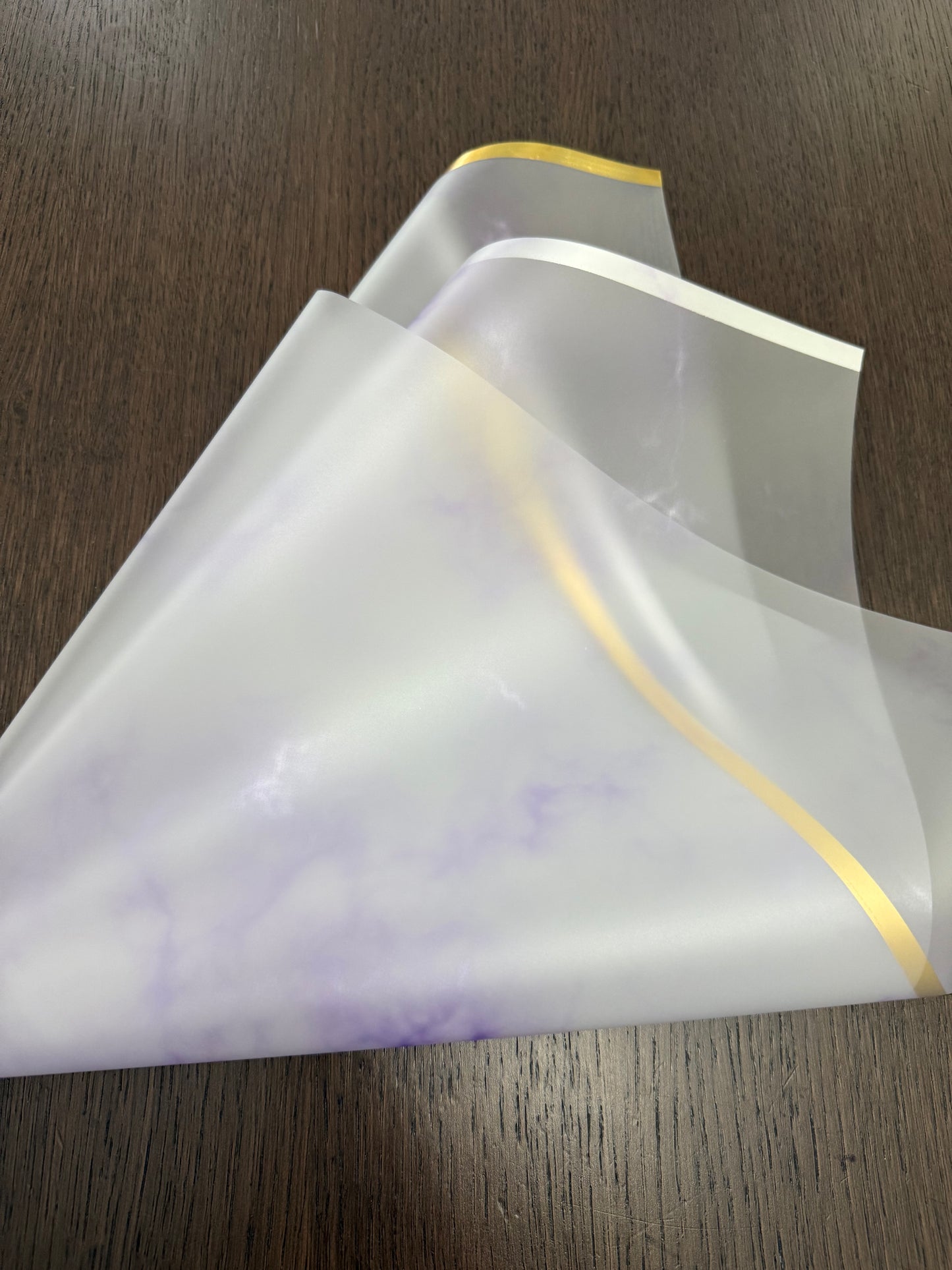 P.YCDLSTJ Lilac/Gold Semi-Transparent Marble Wrapping Paper