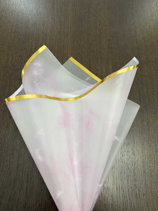 P.YCDLSTJ Pink/Gold Semi-Transparent Marble Wrapping Paper