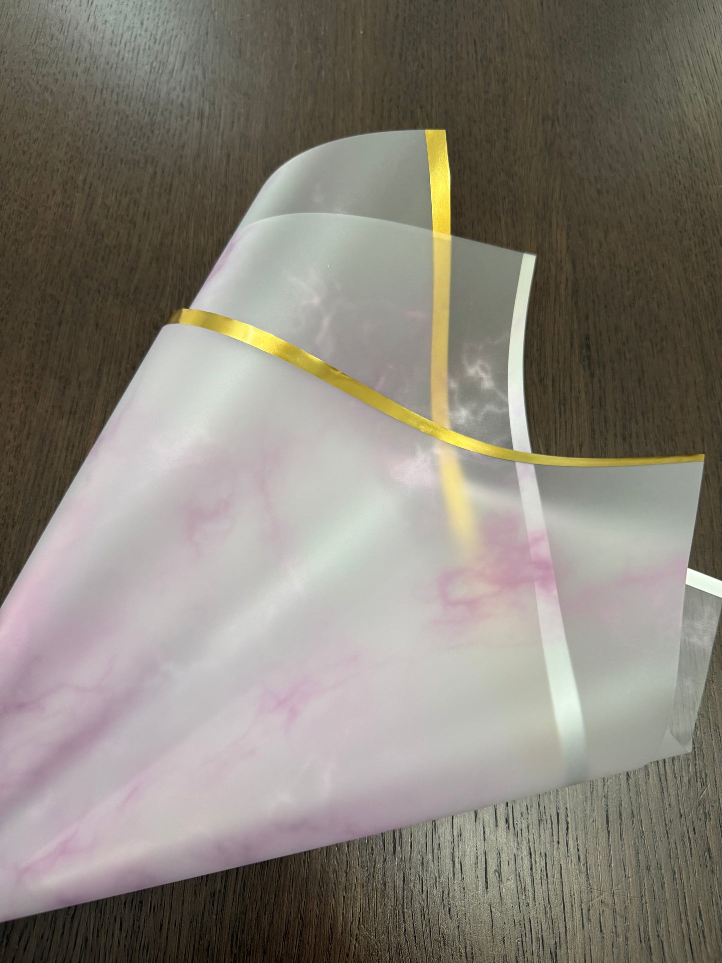 P.YCDLSTJ Pink/Gold Semi-Transparent Marble Wrapping Paper