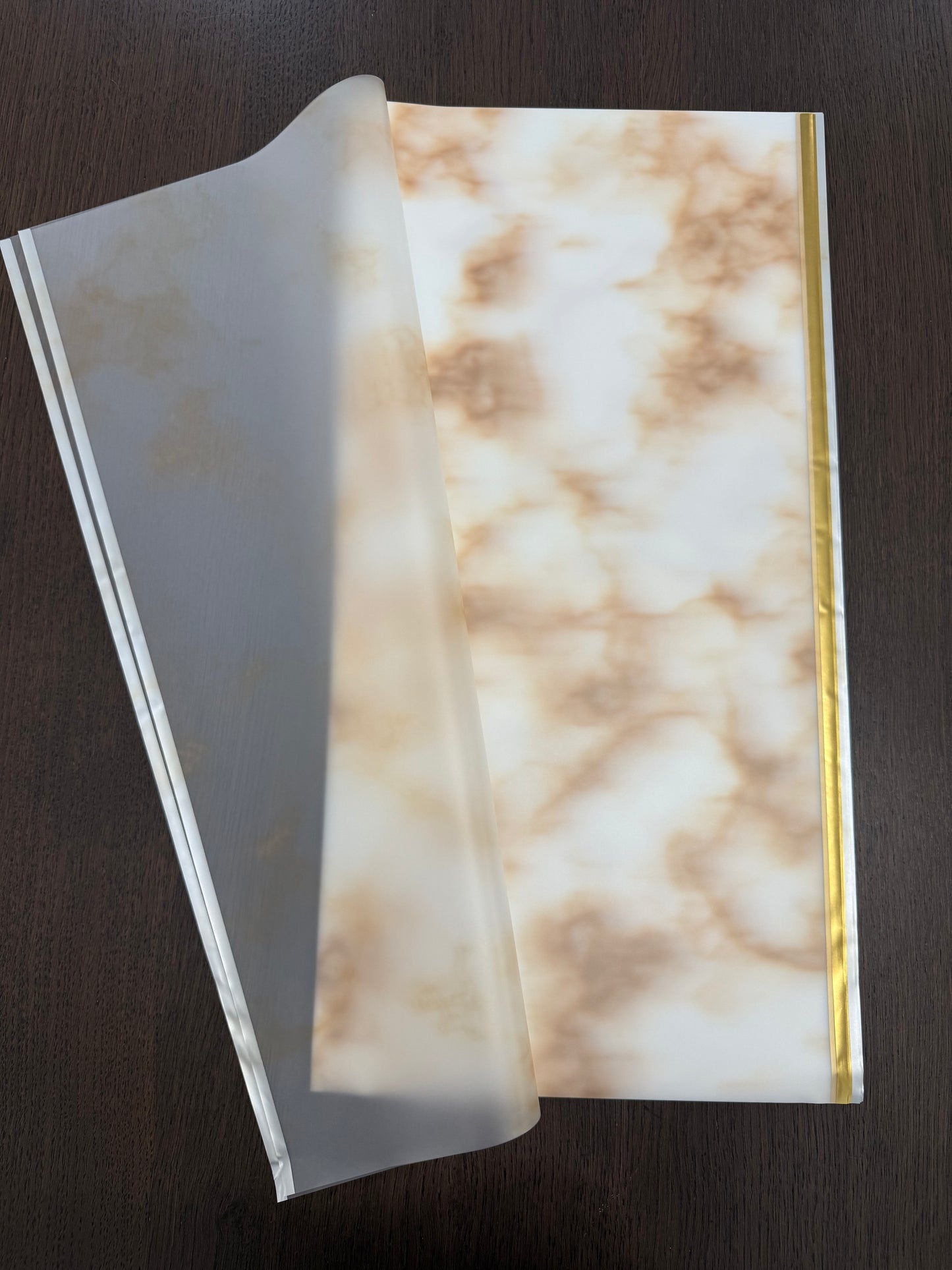 P.YCDLSTJ Gold/Gold Semi-Transparent Marble Wrapping Paper