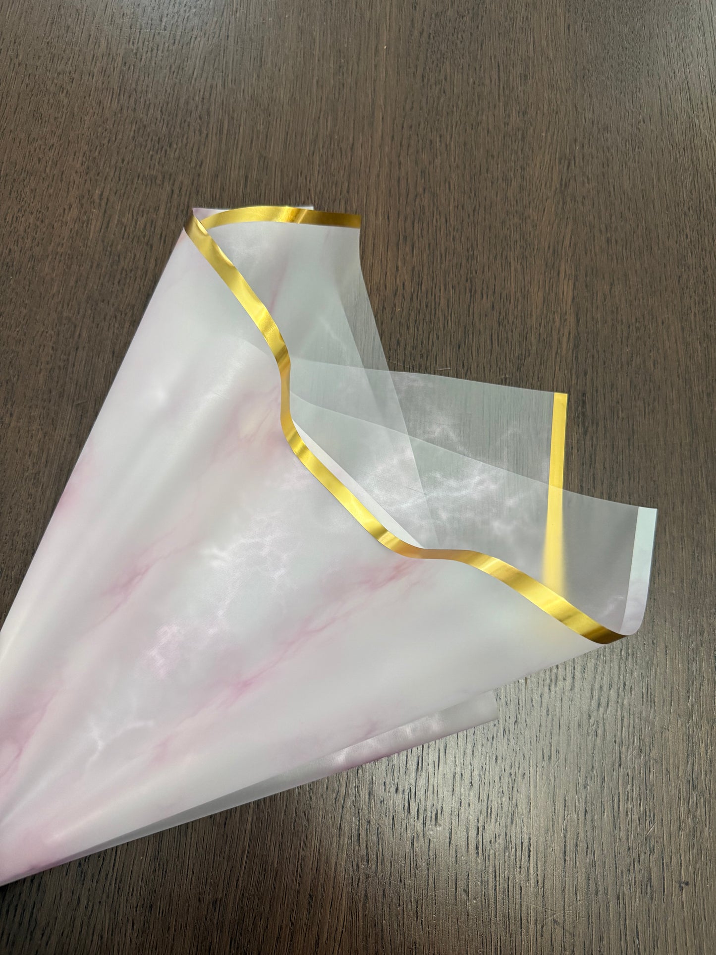 P.YCDLSTJ Light Pink/Gold Semi-Transparent Marble Wrapping Paper