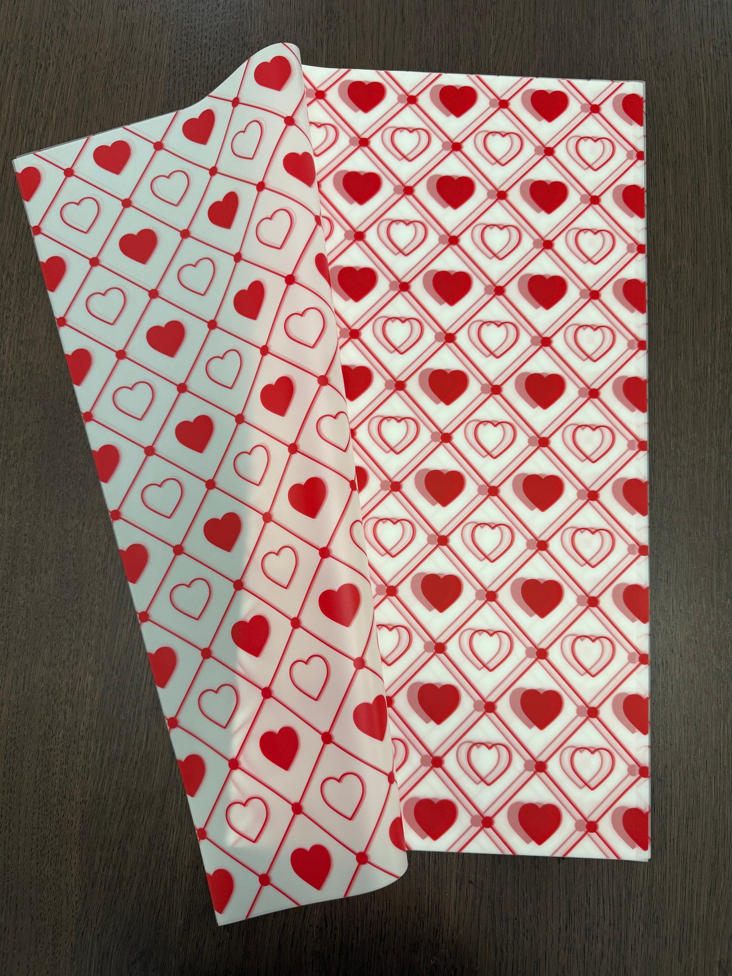 P.AXFS Red Semi-Transparent Heart Wrapping Paper