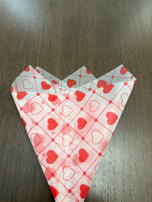 P.AXFS Red Semi-Transparent Heart Wrapping Paper