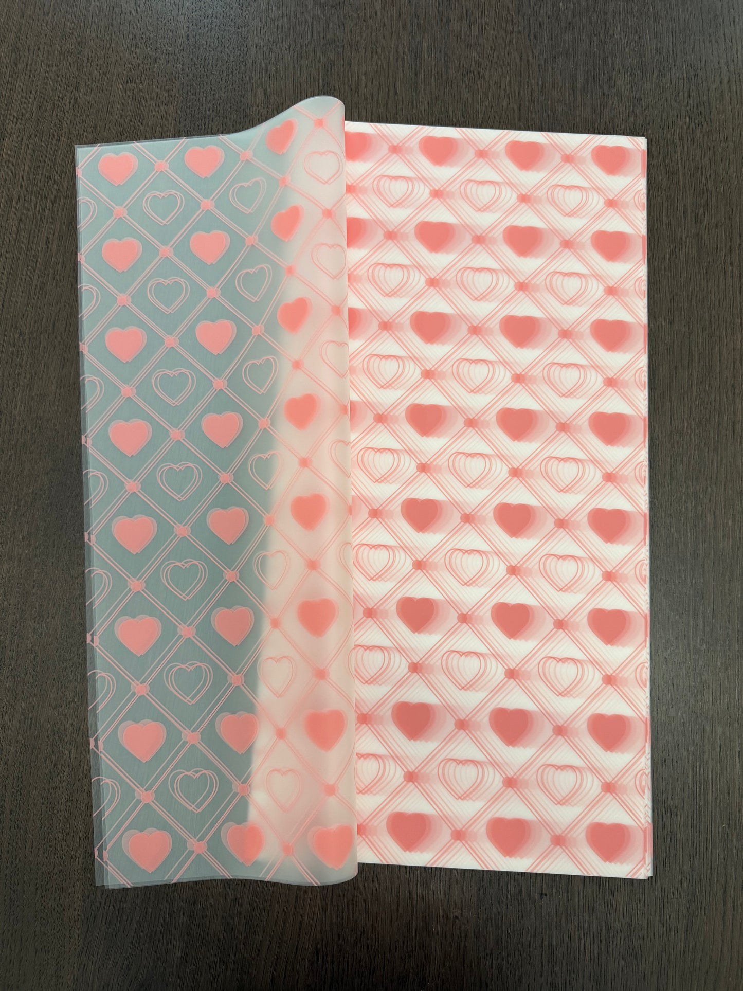 P.AXFS Pink Semi-Transparent Heart Wrapping Paper