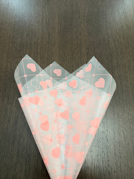 P.AXFS Pink Semi-Transparent Heart Wrapping Paper
