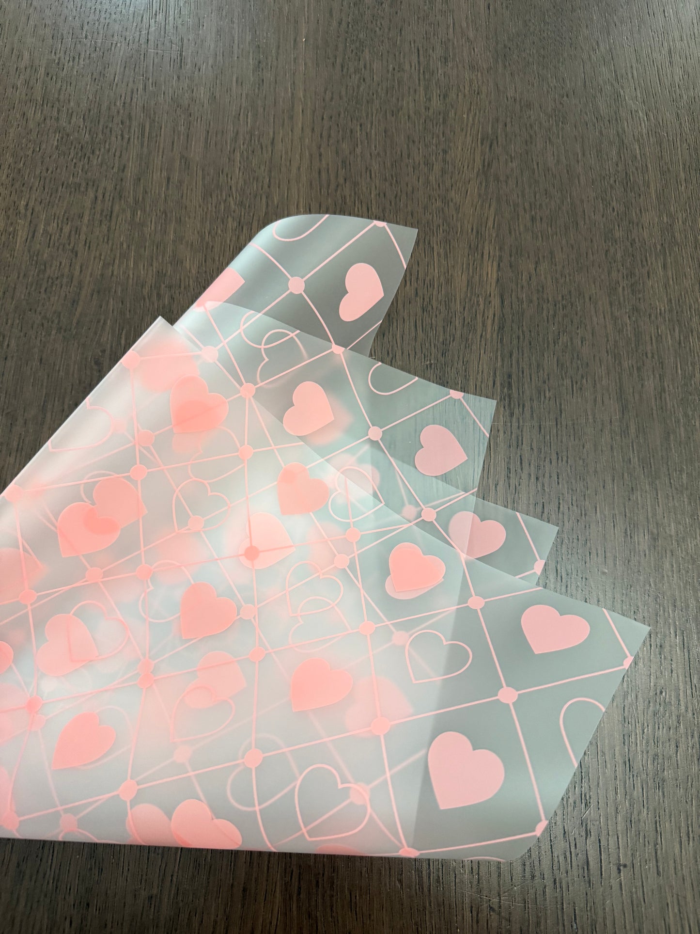 P.AXFS Pink Semi-Transparent Heart Wrapping Paper