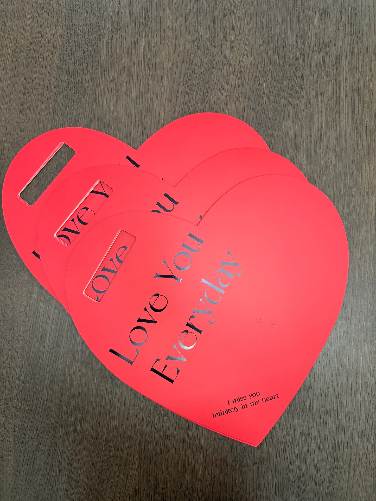 5pc Red Heart Flower Card Paper