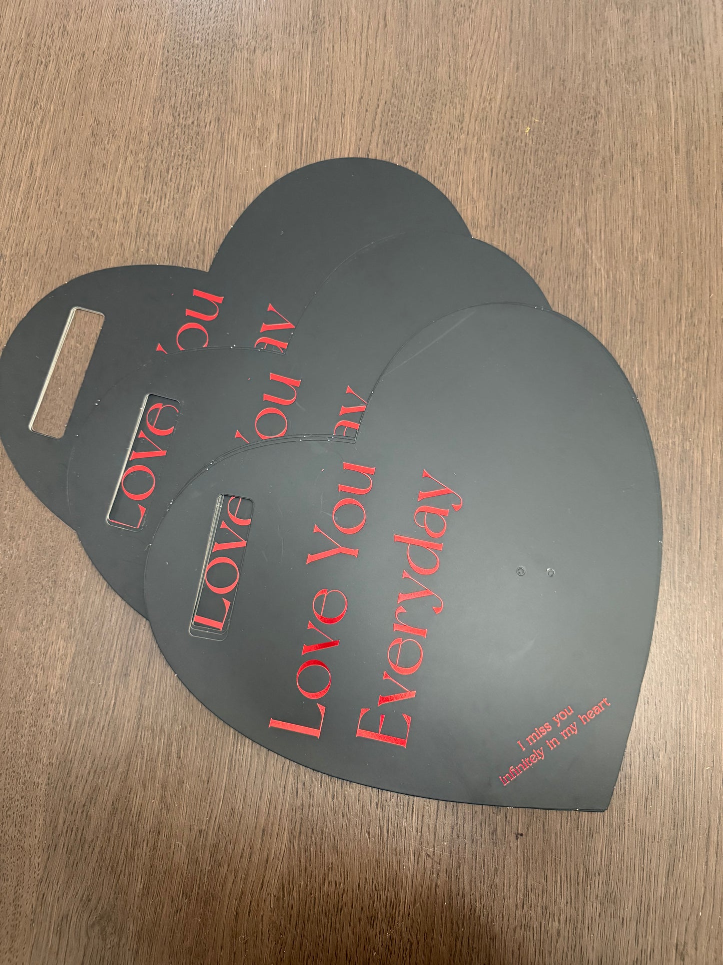 5pc Black Heart Flower Card Paper