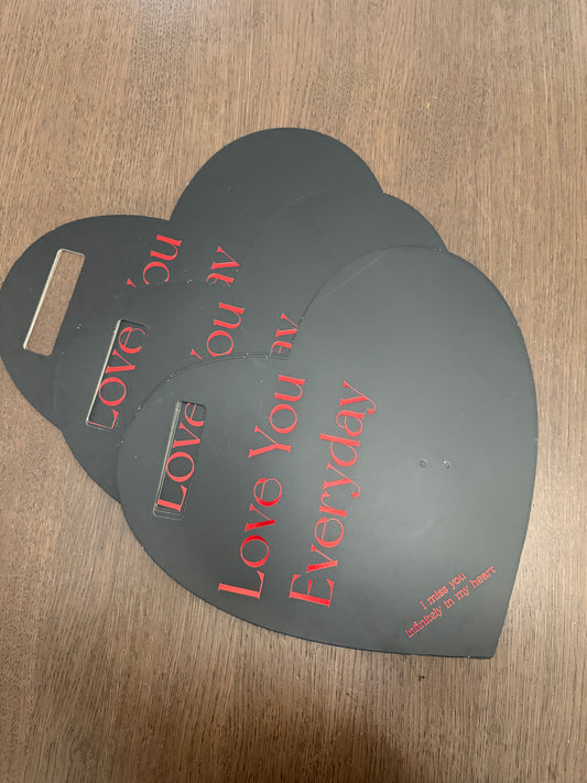 5pc Black Heart Flower Card Paper