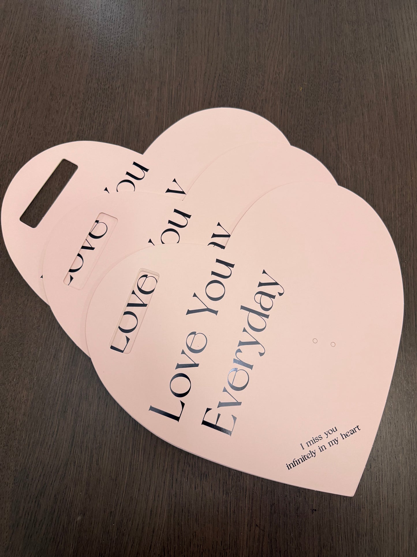 5pc Pink Heart Flower Card Paper