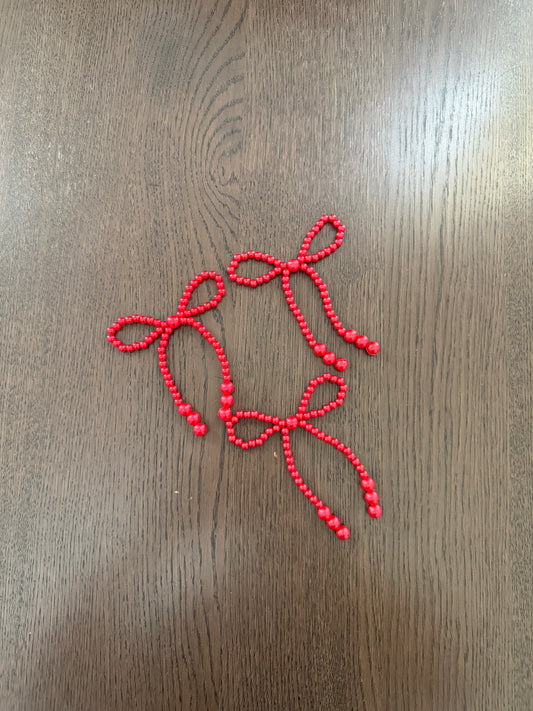 6pc Red Pearl Bow Bouquet Accessory