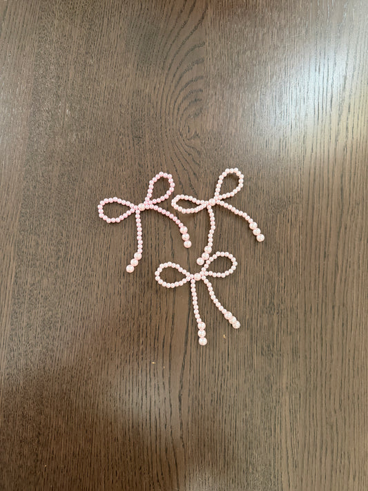 6pc L Pink Small Pearl Bow Bouquet Accessory