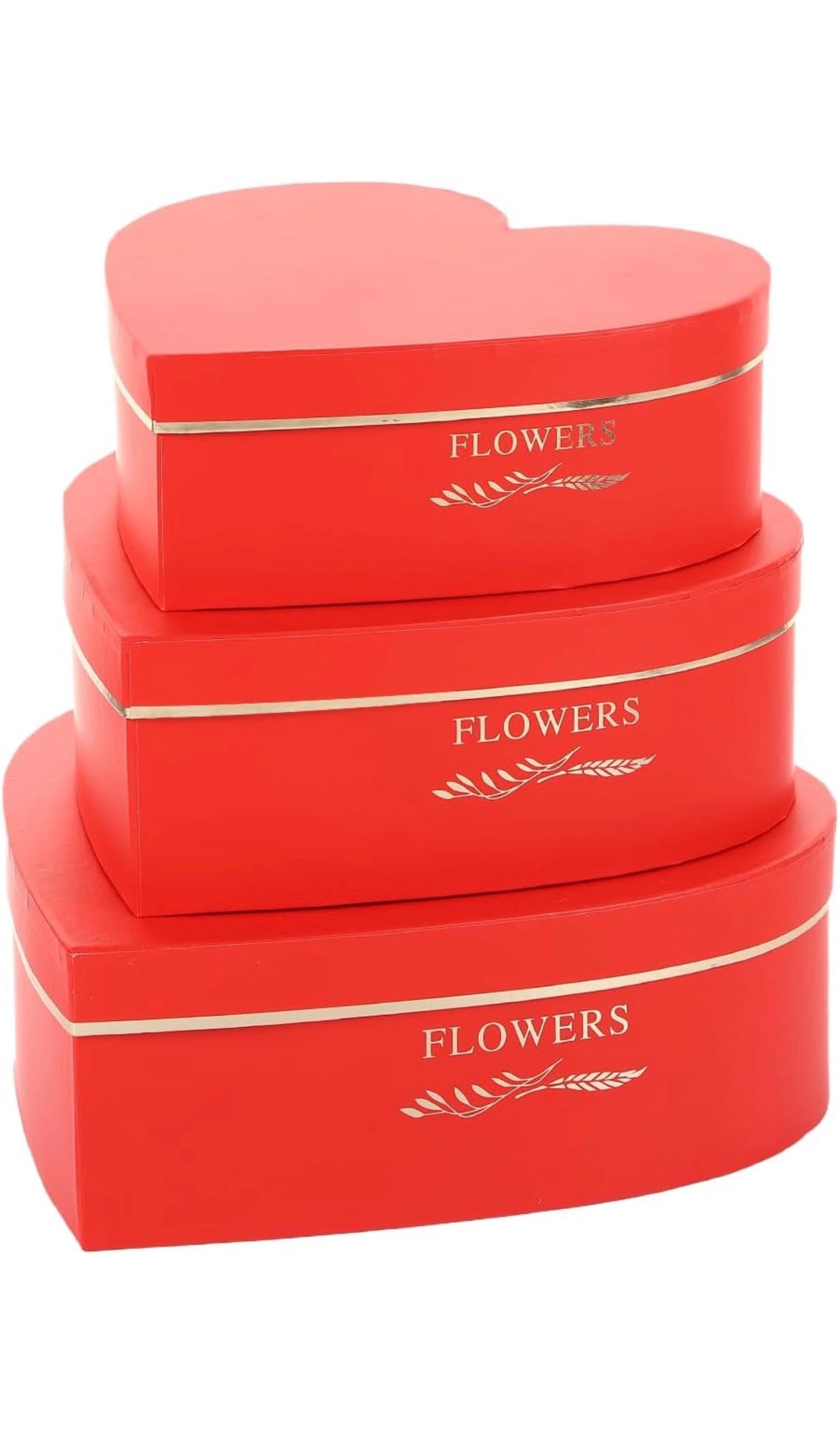 3 PC Set Black "Flowers" Heart Box