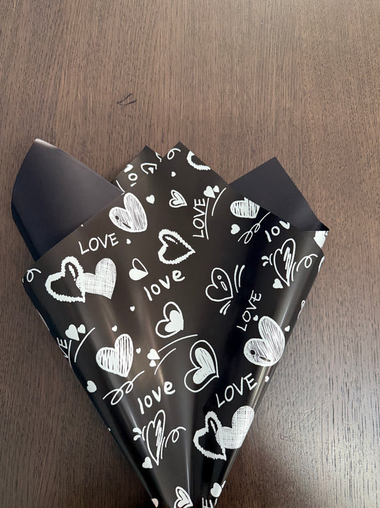 D&A001 Black Love- Heart Print Wrapping