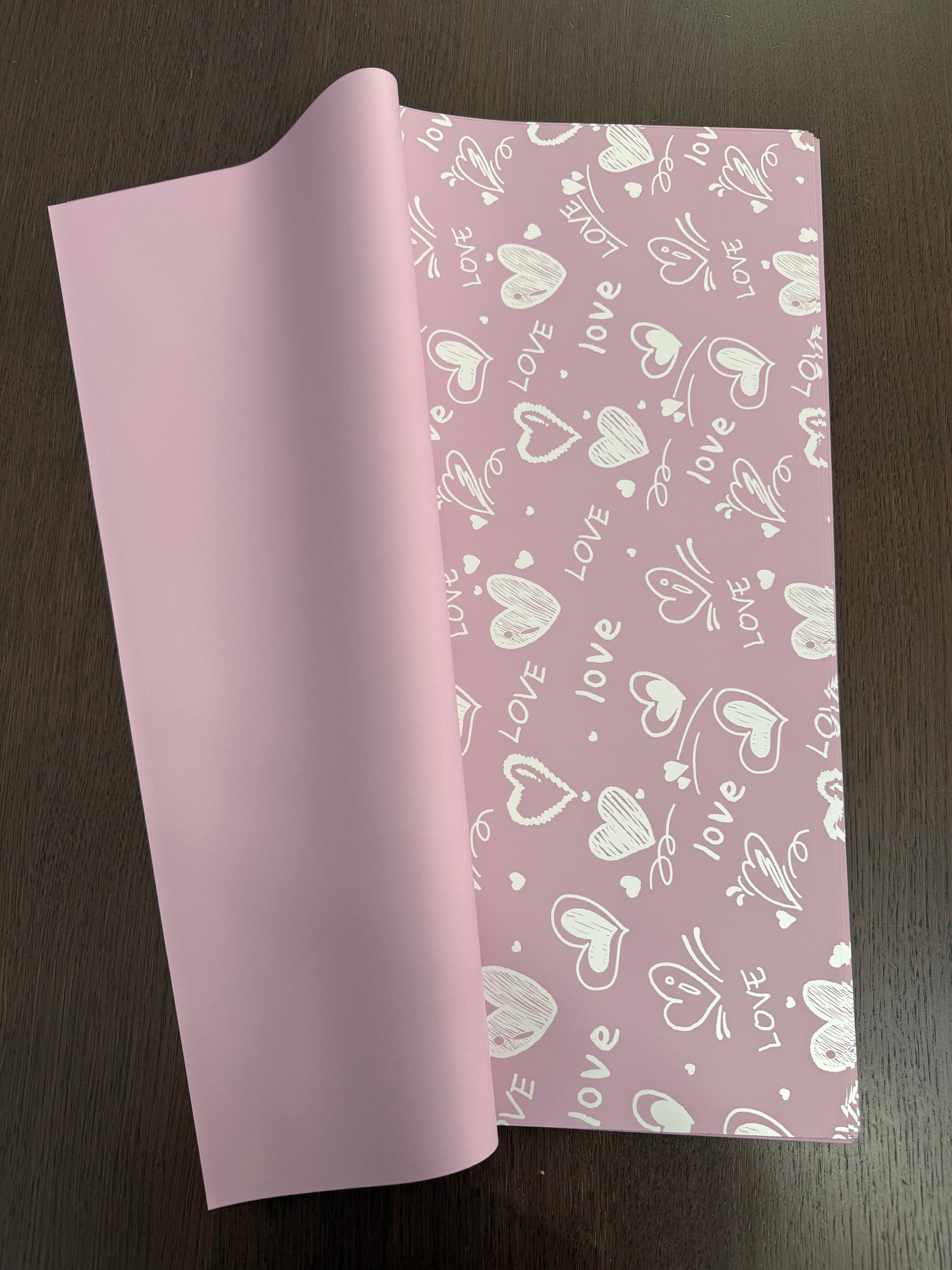 D&A001 Purple Love-Heart Print Wrapping paper