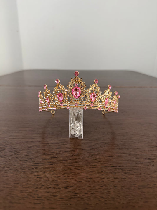 Pink/Gold Rhinestone Tiara