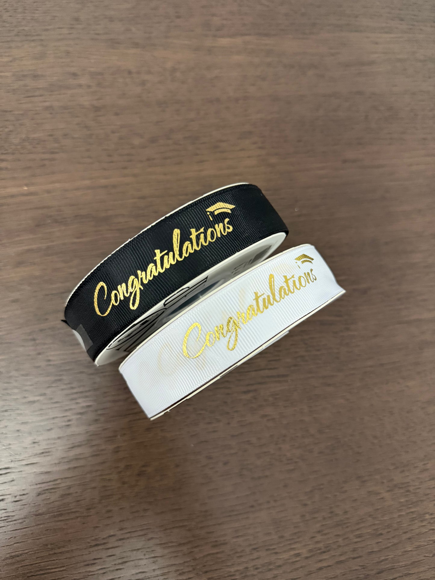 R.BYKL025 White/Gold -Congratulations- Ribbon (2.5*33y)