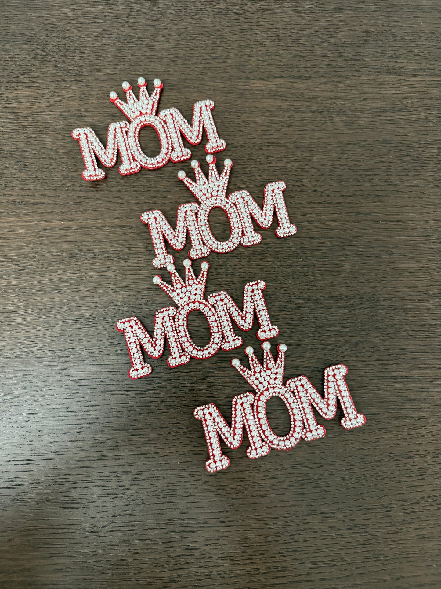 4pack Red -MOM- Pearl Decoration