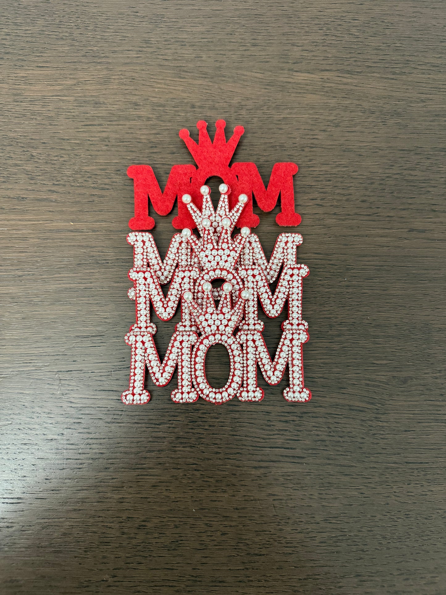 4pack Red -MOM- Pearl Decoration