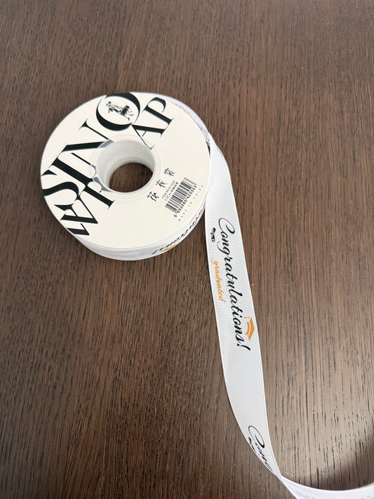 R.BYKL025 White/Black -Congratulations Graduated- Ribbon (2.5*25y)