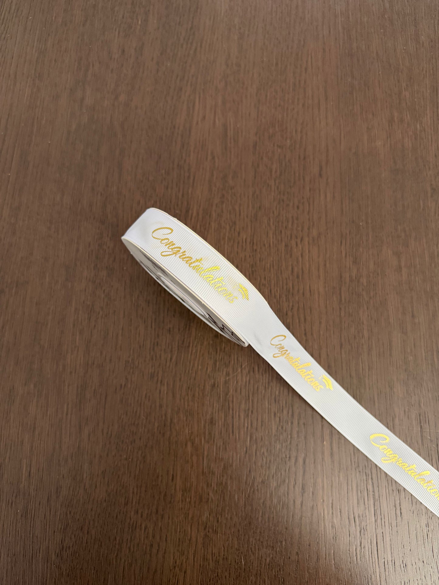 R.BYKL025 White/Gold -Congratulations- Ribbon (2.5*33y)