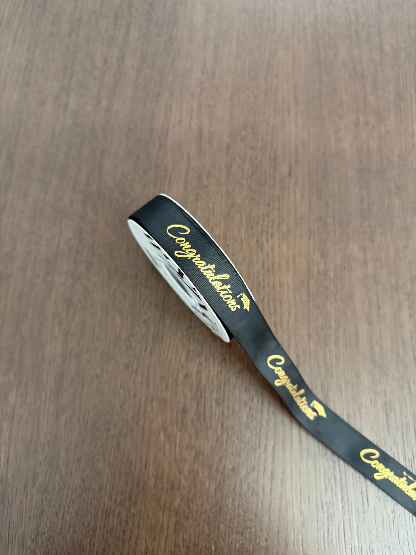 R.BYKL025 Black/Gold -Congratulations- Ribbon (2.5*33y)