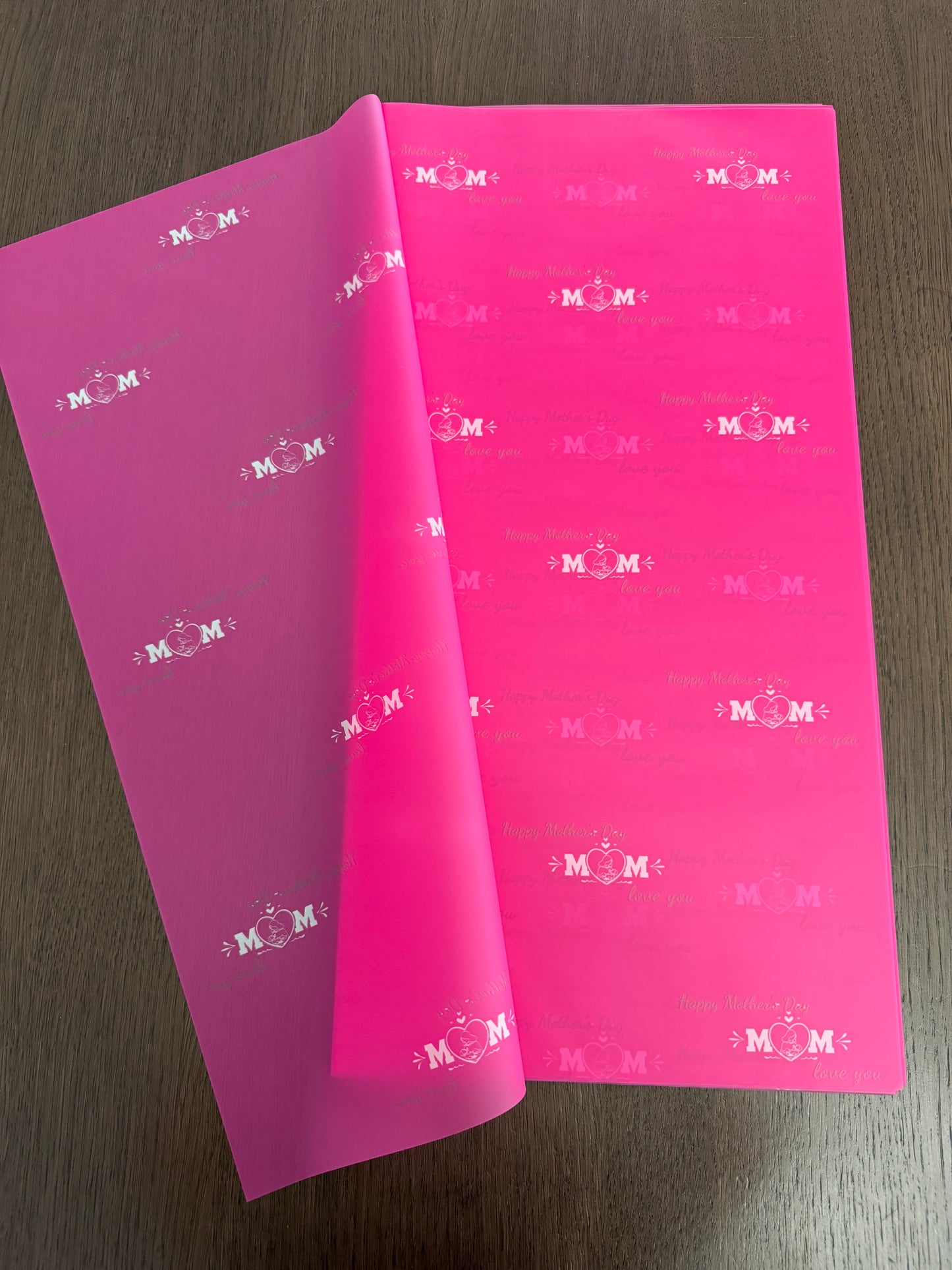 P.MQJKL Fuchsia -MOM- Semitransparent Wrapping Paper