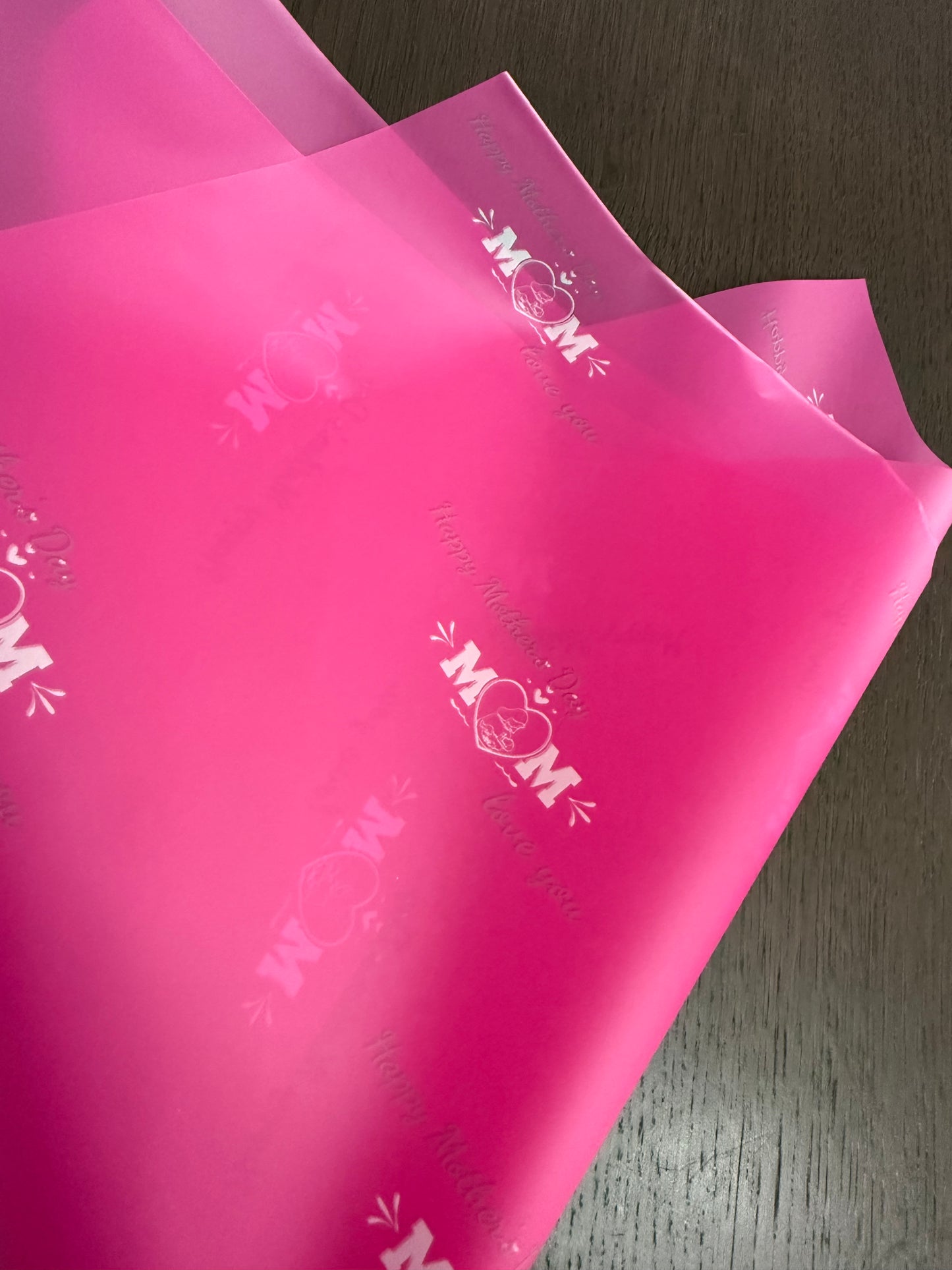 P.MQJKL Fuchsia -MOM- Semitransparent Wrapping Paper