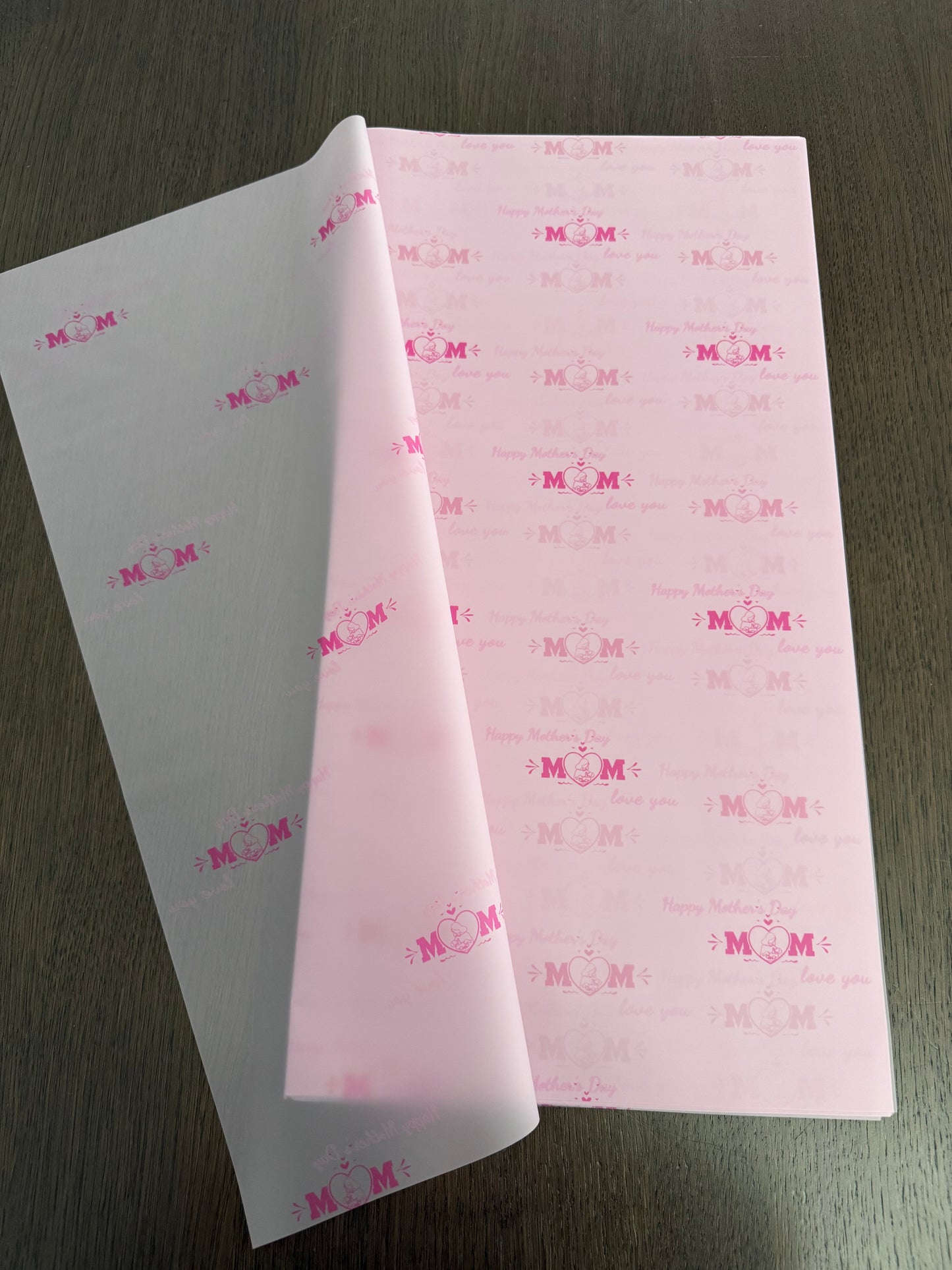 P.MQJKL Pink -MOM- Semitransparent Wrapping Paper