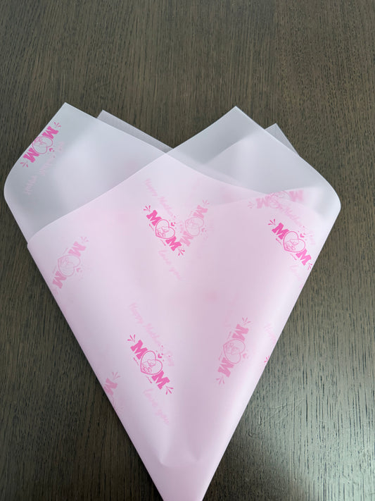P.MQJKL Pink -MOM- Semitransparent Wrapping Paper