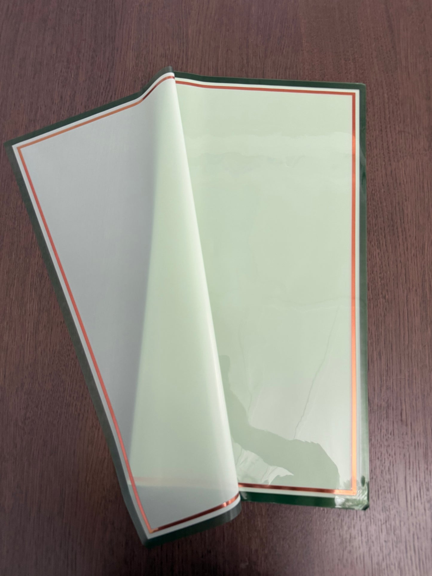 P.SJZCMGJ- Frosted Green /Rose Gold Border Wrapping Paper-