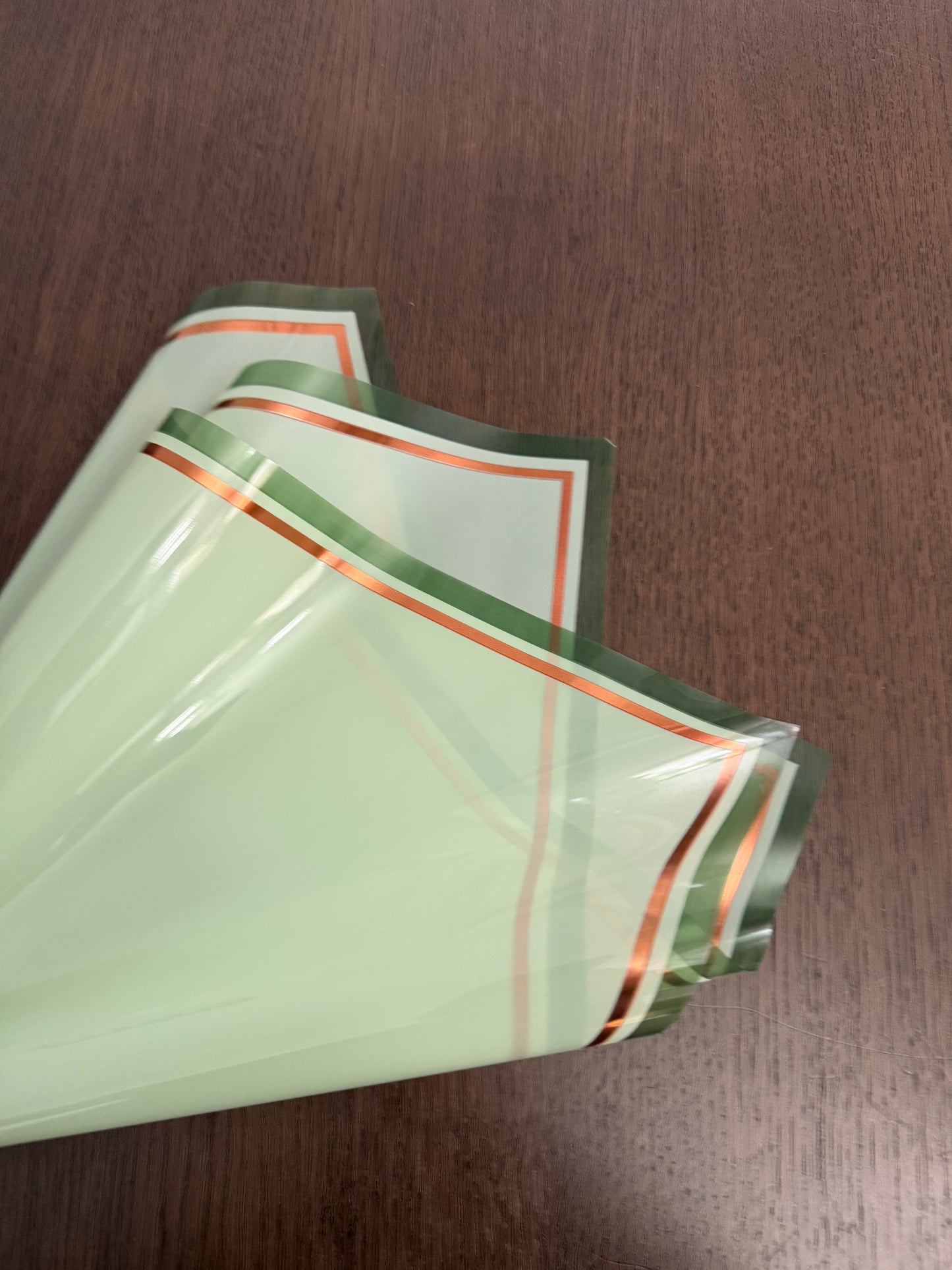 P.SJZCMGJ- Frosted Green /Rose Gold Border Wrapping Paper-