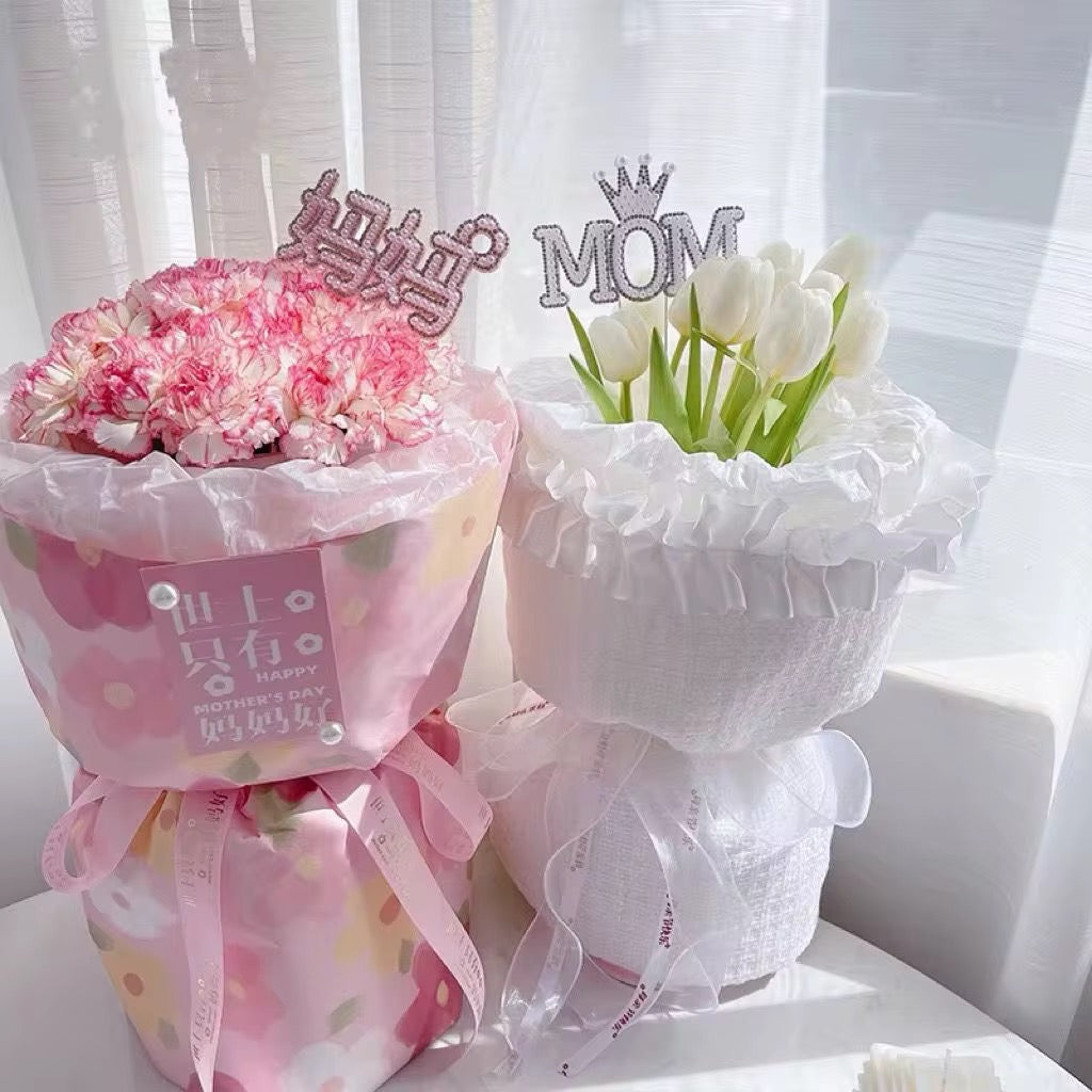 4pack Pink -MOM- Pearl Decoration
