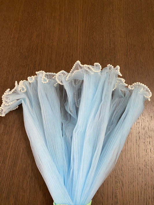 Light Blue Mesh With Pearls