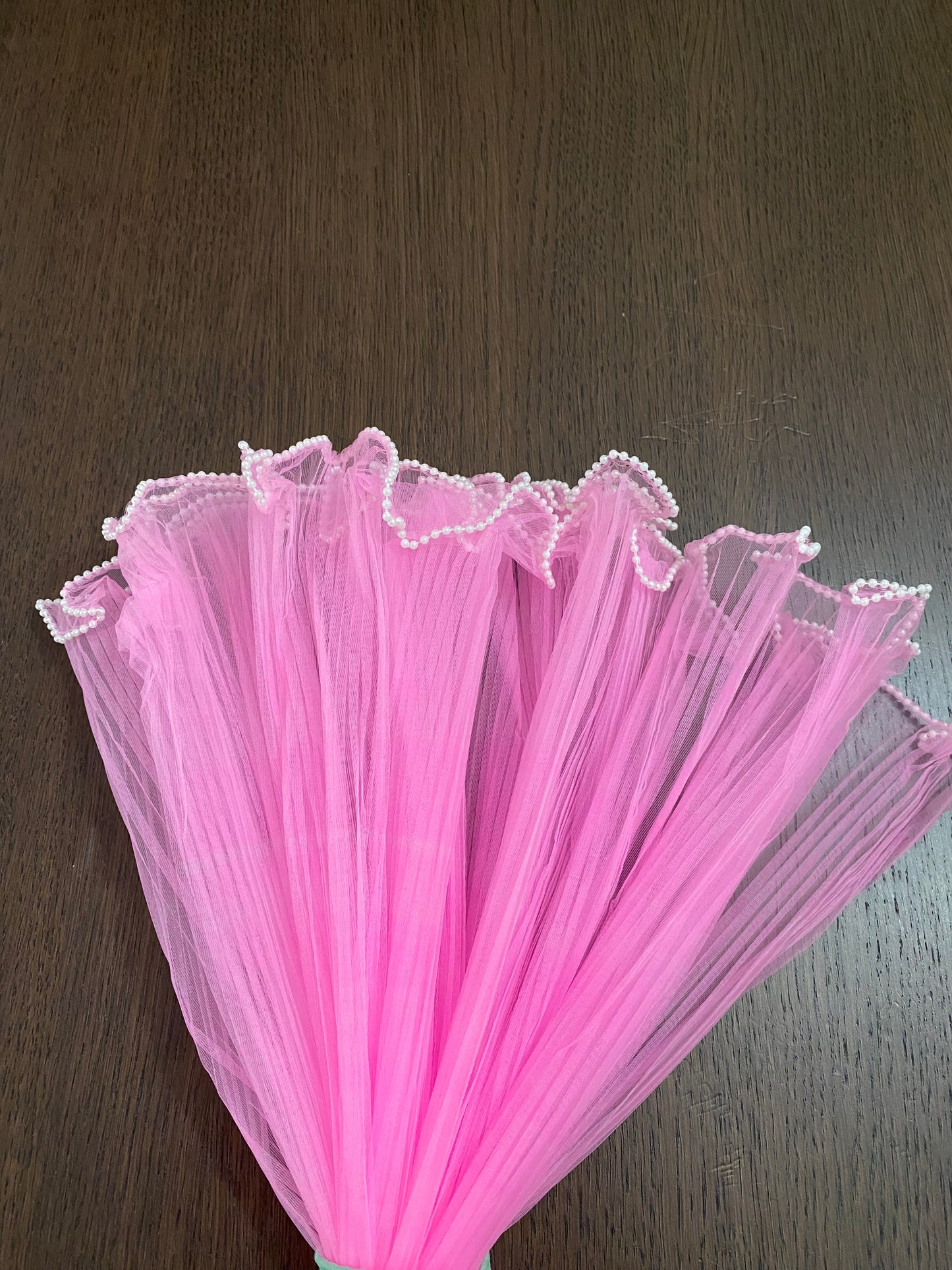 Bright Pink Mesh w/ Pearls