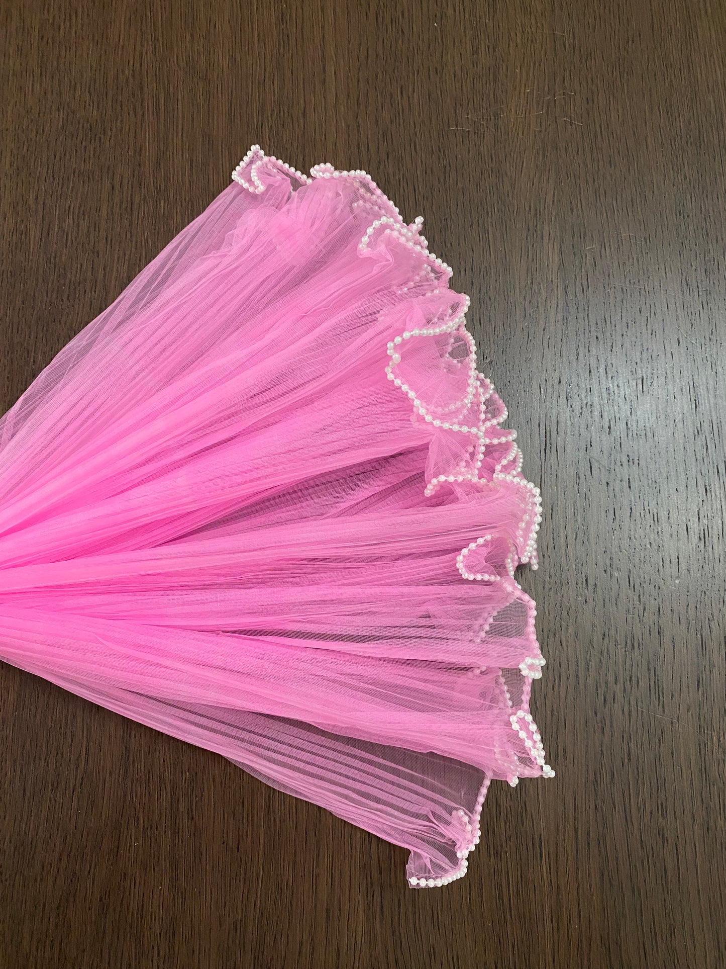 Bright Pink Mesh w/ Pearls