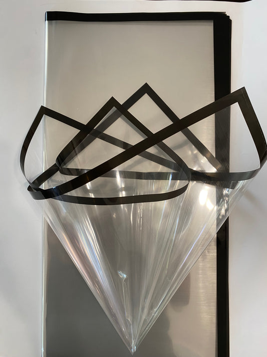 clear wrapping with black border