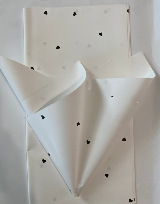 Mini Heart Printed Wrapping Paper White