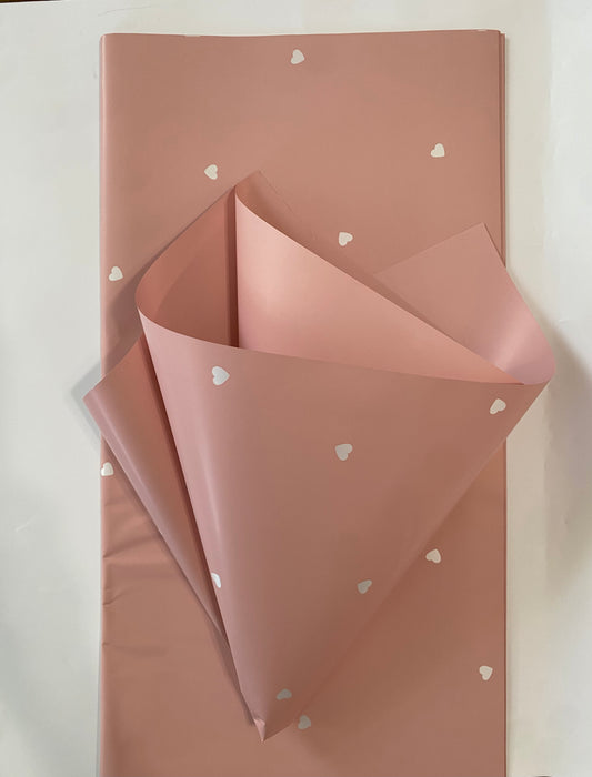 Mini Heart Printed Wrapping Paper Pink