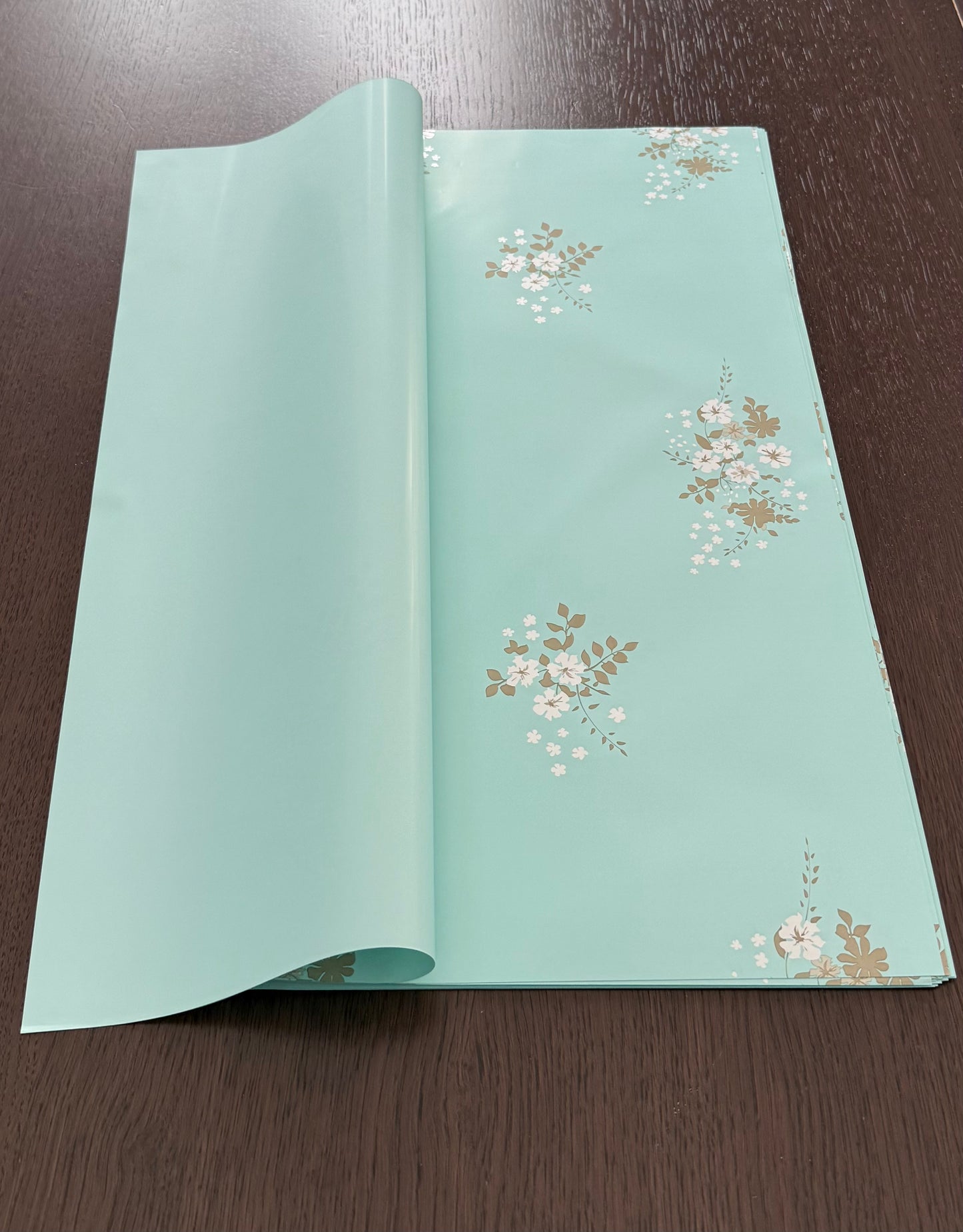 P.SYKH Light Blue Floral Print Wrapping Paper