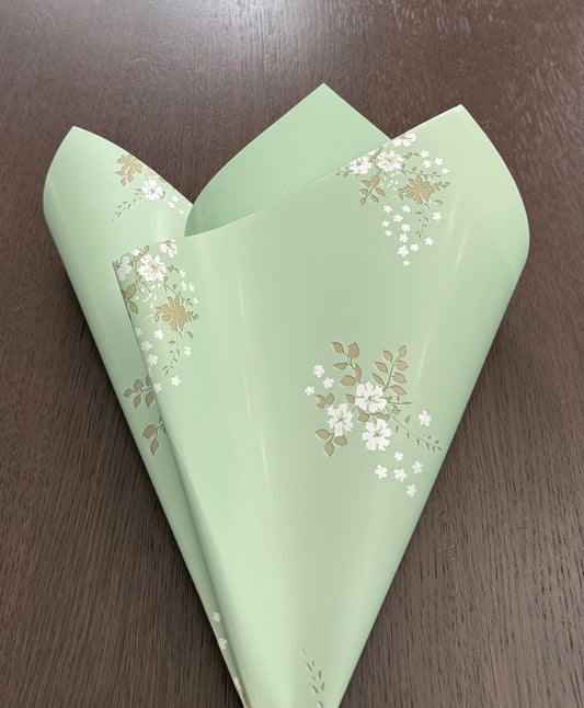 P.SYKH Green Floral Print Wrapping Paper