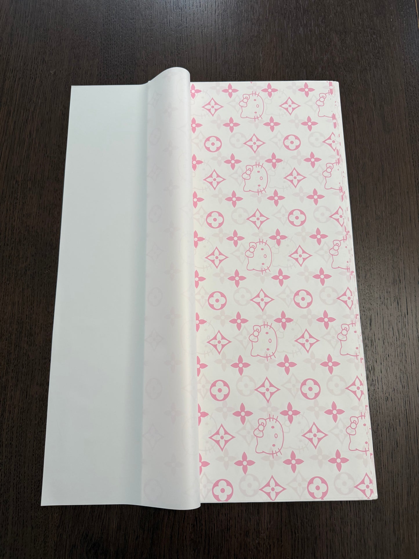 White/Pink Clover-Cat Wrapping Paper