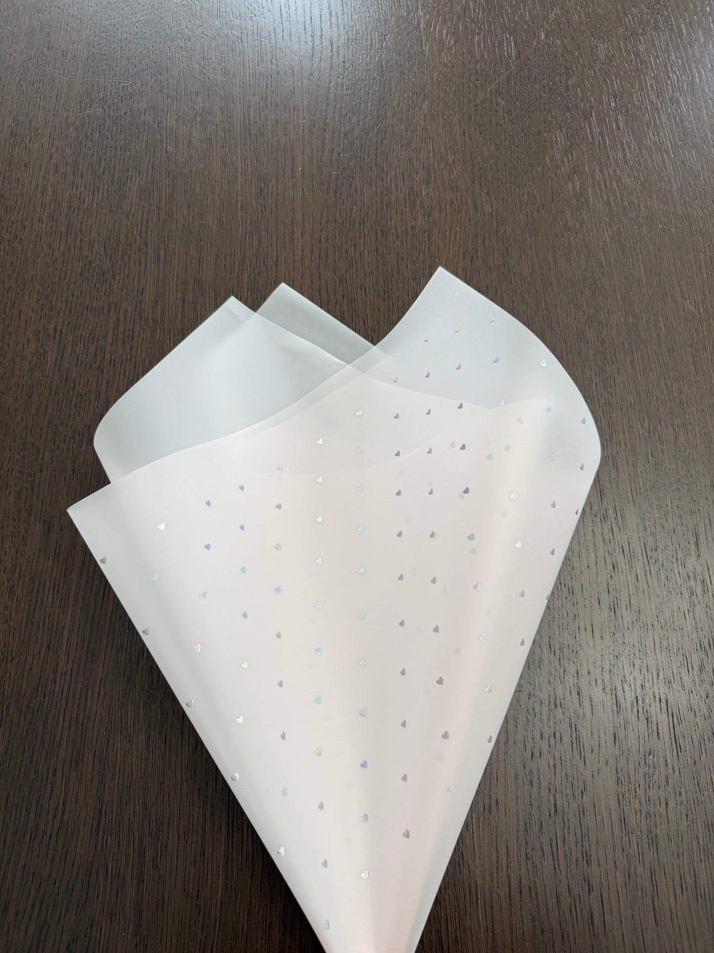 P.HXQ-003GD  Sheer Light Pink/Silver  Mini Hearts Printed Wrapping Paper