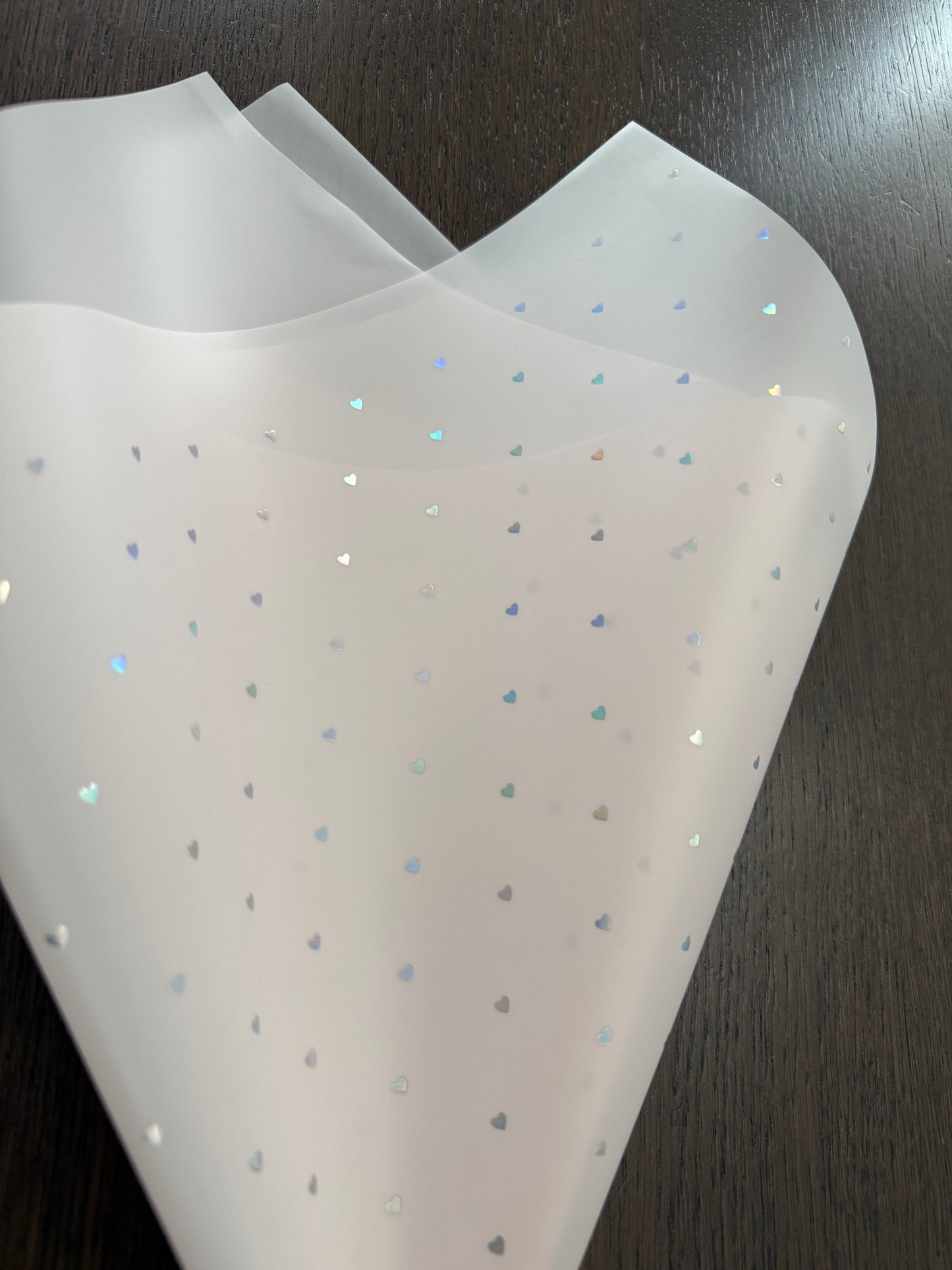 P.HXQ-003GD  Sheer Light Pink/Silver  Mini Hearts Printed Wrapping Paper
