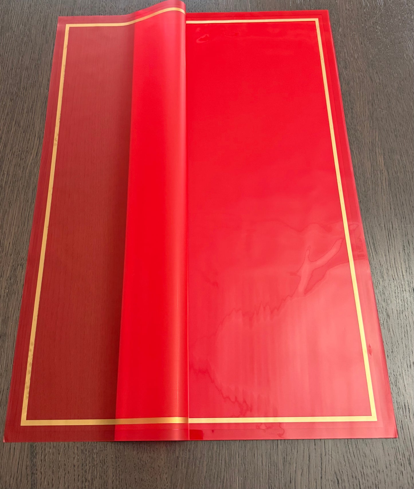 P.SJZCMGJ- Frosted Red /Rose Gold Border Wrapping Paper-