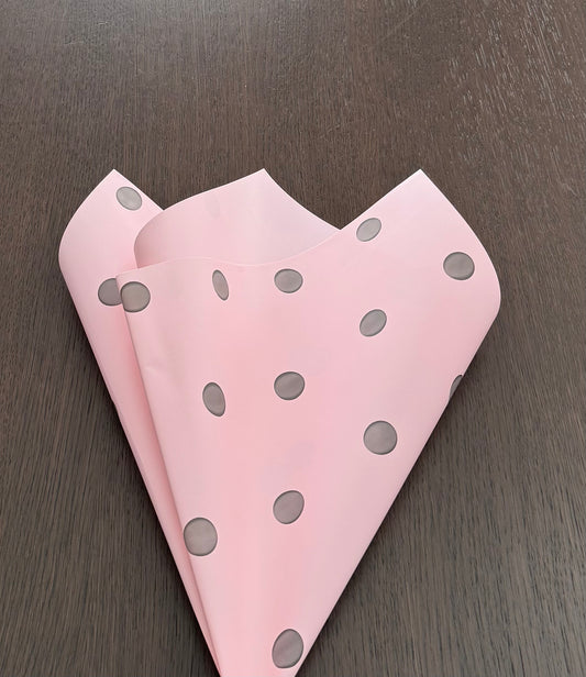 P.XXY-005 Pink/Grey Polka Dot Wrapping Paper