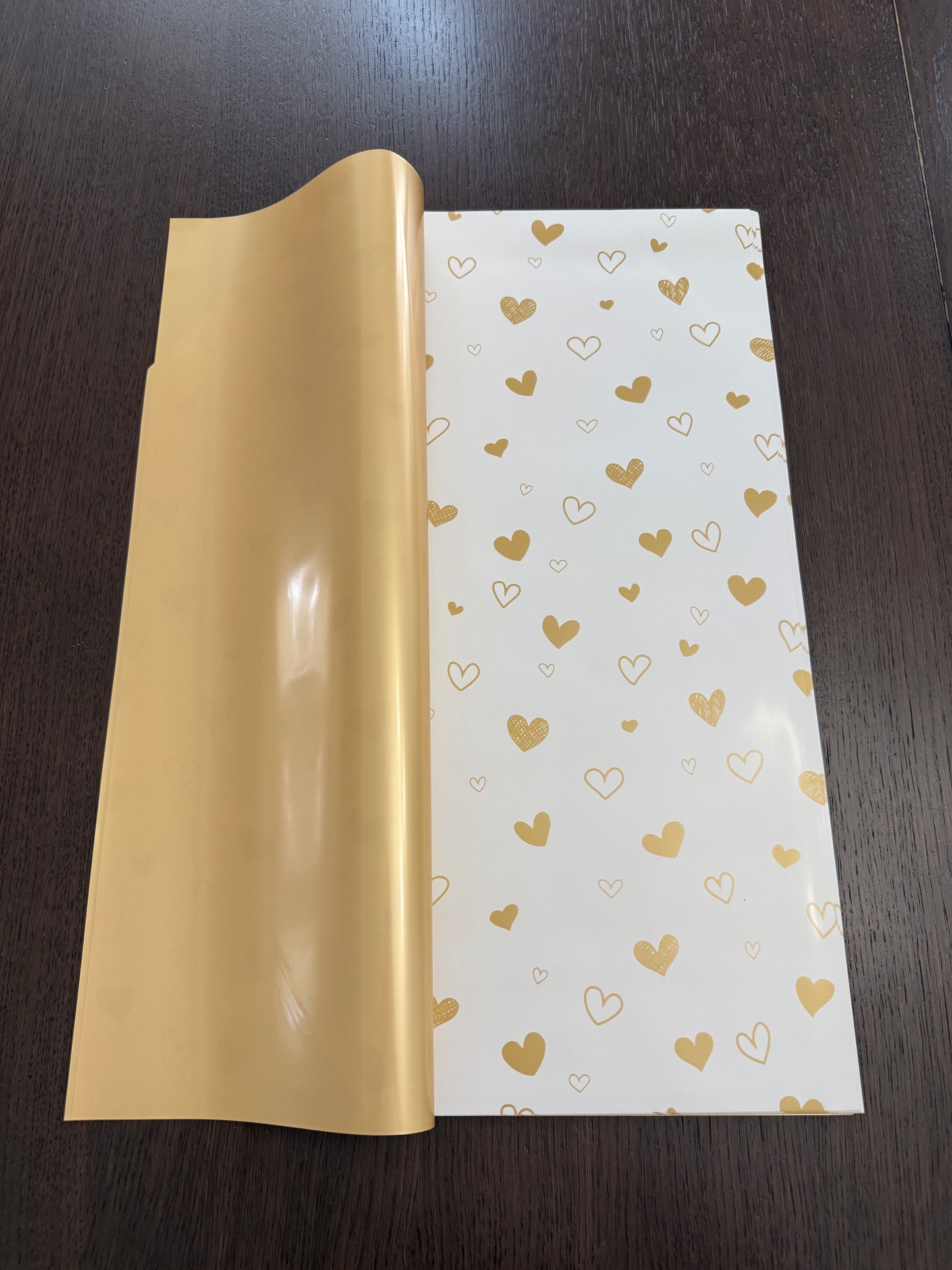 Gold Heart Printed Wrapping Paper