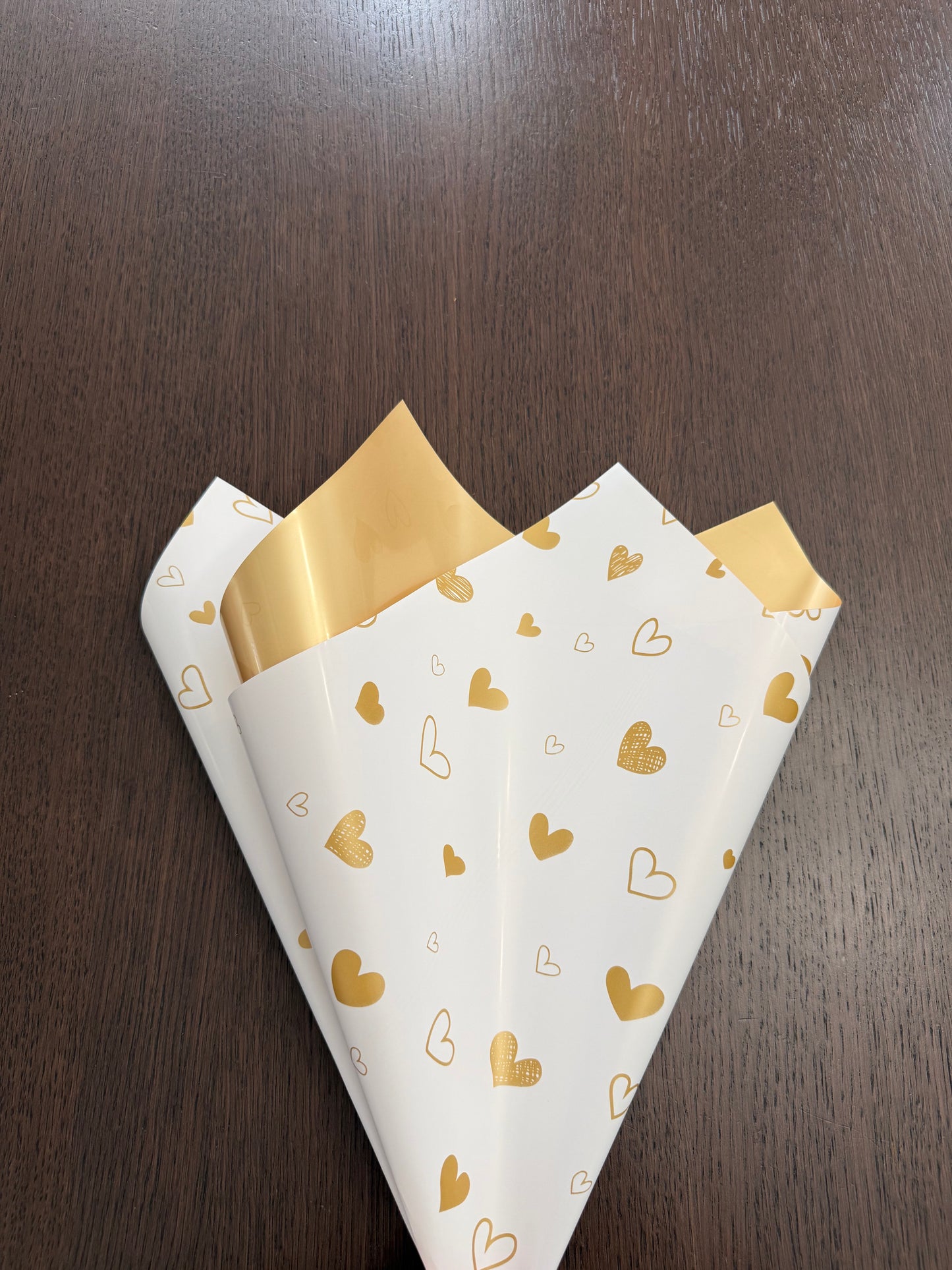 Gold Heart Printed Wrapping Paper